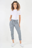 Khaki Plus Size Italian Drawstring Waistband Magic Cargo Trouser For Women 18 - Dropwear