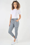 Khaki Plus Size Italian Drawstring Waistband Magic Cargo Trouser For Women 16 - Dropwear