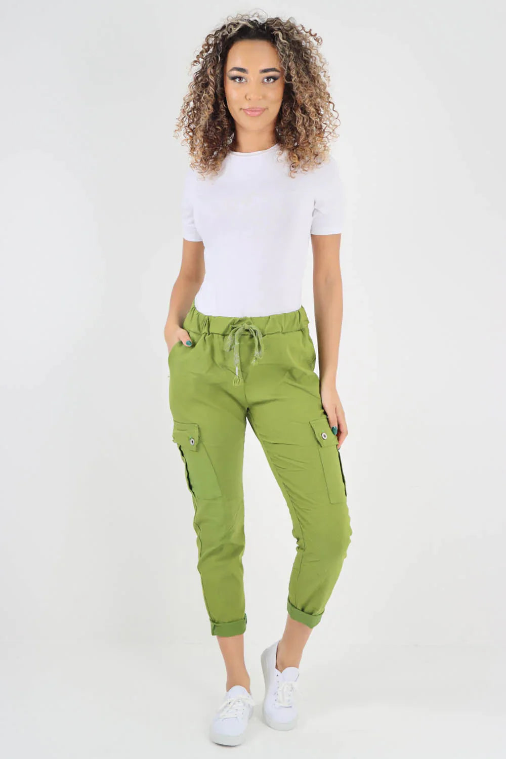 Italian Drawstring Waistband Magic Cargo Trouser For Women  - Dropwear