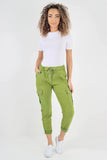 Grey Plus Size Italian Drawstring Waistband Magic Cargo Trouser For Women 18 - Dropwear