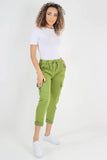 Fuchsia Plus Size Italian Drawstring Waistband Magic Cargo Trouser For Women 20 - Dropwear