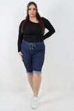 Dark Denim Women Denim Italian Shorts Drawstring For Women 12 - Dropwear