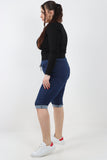 Dark Denim Women Denim Italian Shorts Drawstring For Women 14 - Dropwear