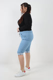 Dark Denim Women Denim Italian Shorts Drawstring For Women 18 - Dropwear