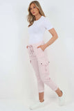 Plus Size Italian Drawstring Waistband Magic Cargo Trouser For Women  - Dropwear