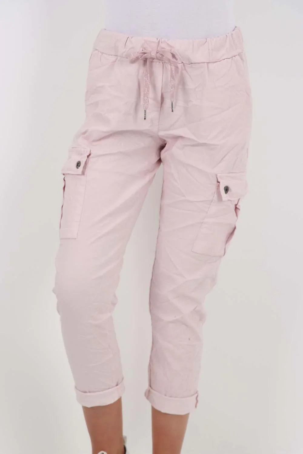 Plus Size Italian Drawstring Waistband Magic Cargo Trouser For Women  - Dropwear