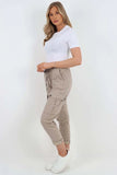 Plus Size Italian Drawstring Waistband Magic Cargo Trouser For Women  - Dropwear