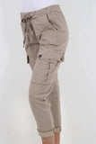 Plus Size Italian Drawstring Waistband Magic Cargo Trouser For Women  - Dropwear
