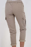 Plus Size Italian Drawstring Waistband Magic Cargo Trouser For Women  - Dropwear