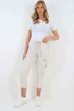 Plus Size Italian Drawstring Waistband Magic Cargo Trouser For Women  - Dropwear