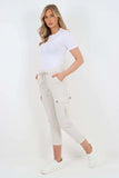 Plus Size Italian Drawstring Waistband Magic Cargo Trouser For Women  - Dropwear