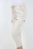 Fuchsia Italian Drawstring Waistband Magic Cargo Trouser For Women 10 - Dropwear