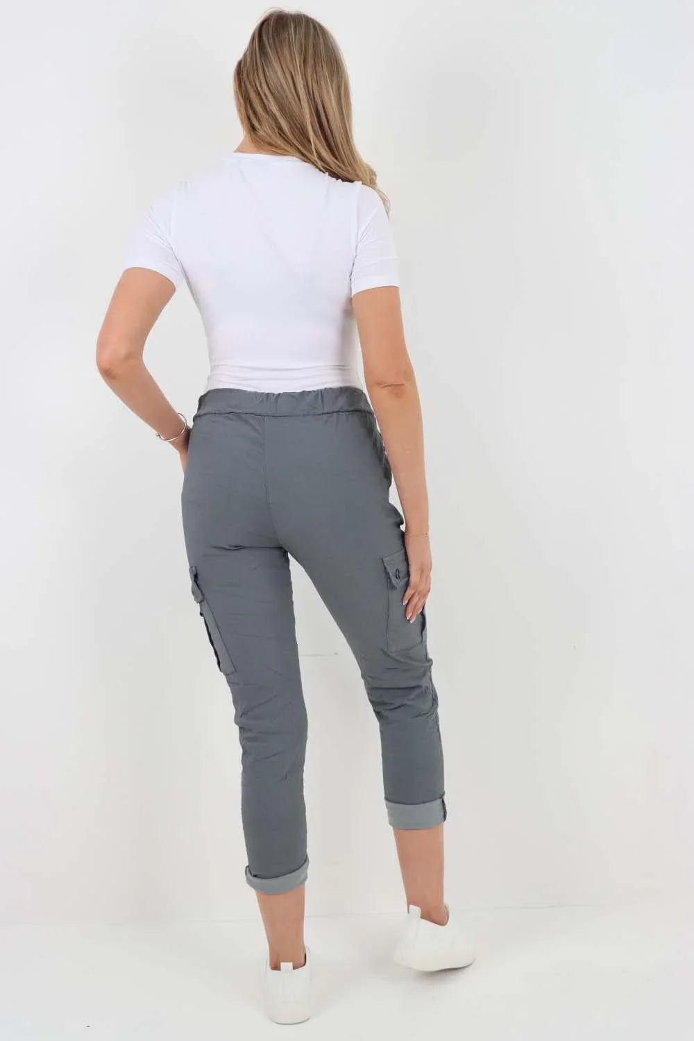 Plus Size Italian Drawstring Waistband Magic Cargo Trouser For Women  - Dropwear