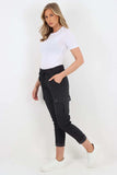 Plus Size Italian Drawstring Waistband Magic Cargo Trouser For Women  - Dropwear