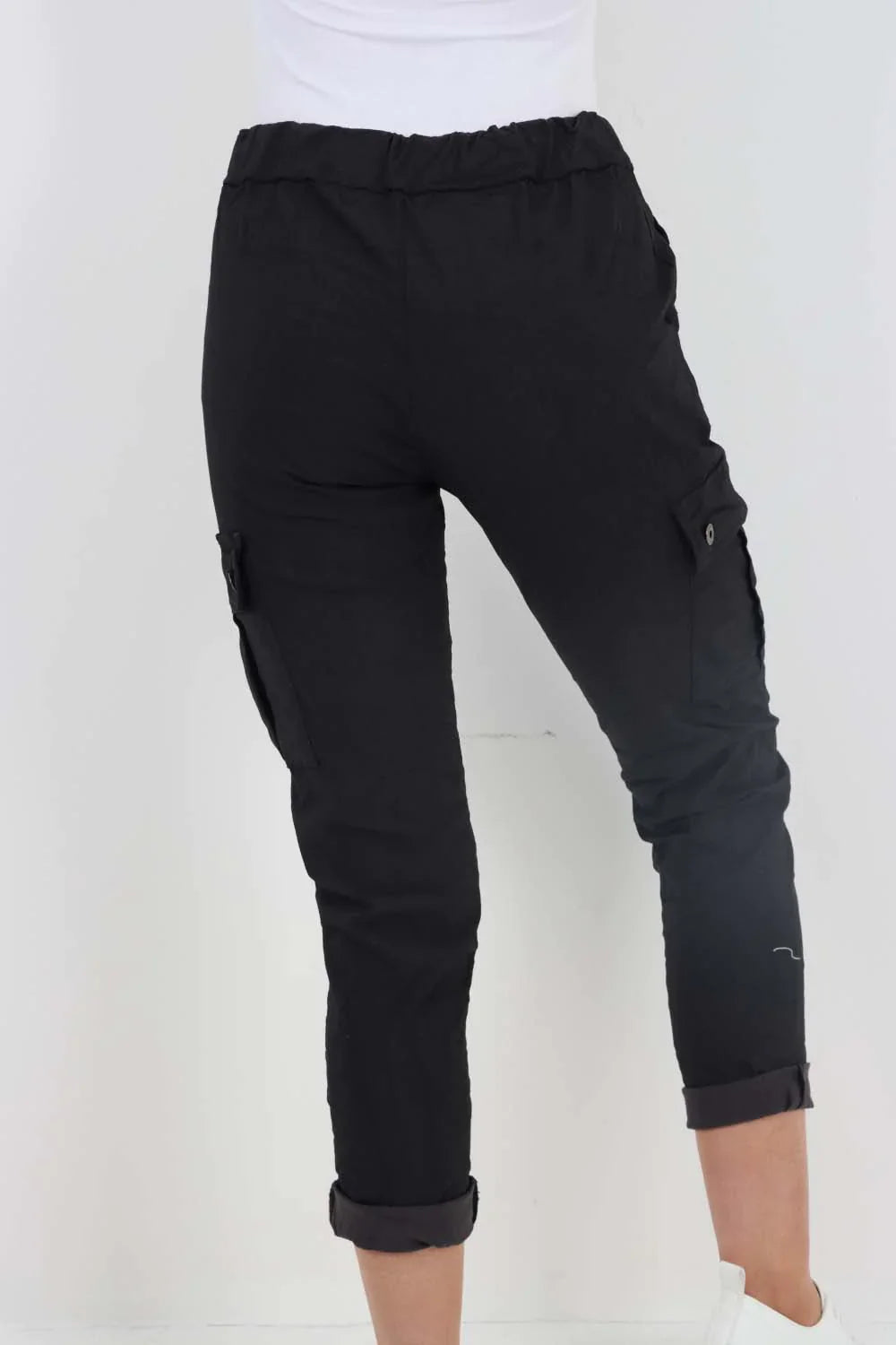 Plus Size Italian Drawstring Waistband Magic Cargo Trouser For Women  - Dropwear