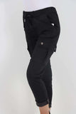 Plus Size Italian Drawstring Waistband Magic Cargo Trouser For Women  - Dropwear