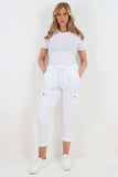 Plus Size Italian Drawstring Waistband Magic Cargo Trouser For Women  - Dropwear