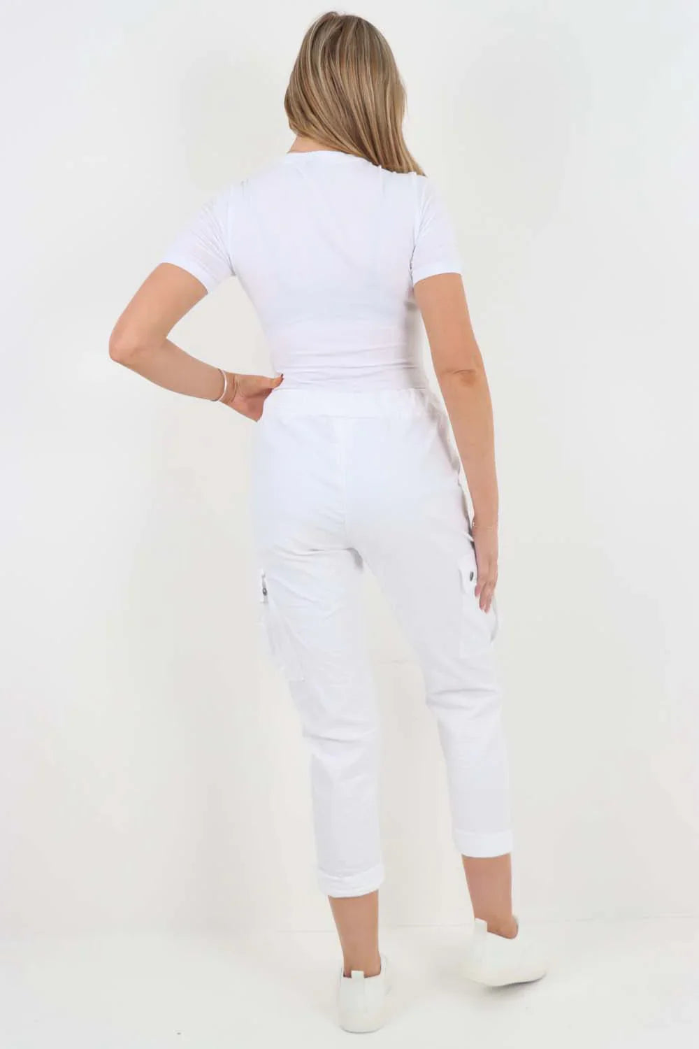 Mocha Plus Size Italian Drawstring Waistband Magic Cargo Trouser For Women 22 - Dropwear