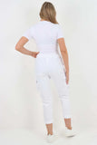 Rust Italian Drawstring Waistband Magic Cargo Trouser For Women 12 - Dropwear
