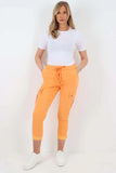 Sea Green Plus Size Italian Drawstring Waistband Magic Cargo Trouser For Women 22 - Dropwear