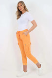 Mint Green Italian Drawstring Waistband Magic Cargo Trouser For Women 14 - Dropwear