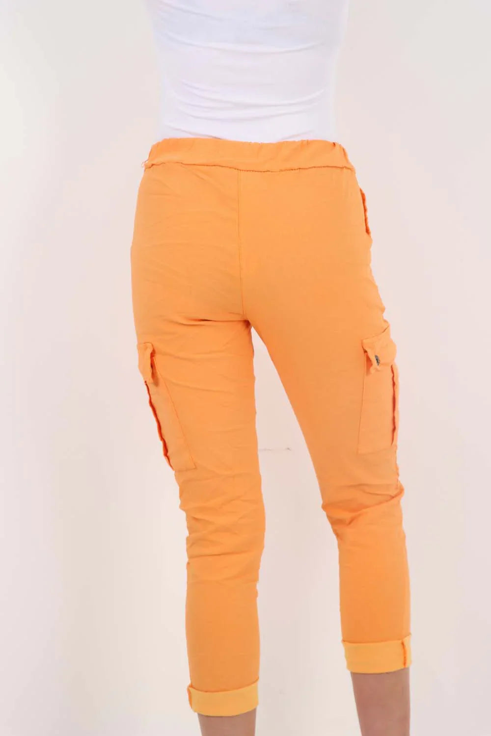 Rust Plus Size Italian Drawstring Waistband Magic Cargo Trouser For Women 22 - Dropwear