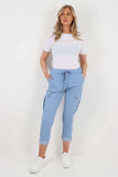 Navy Bl Plus Size Italian Drawstring Waistband Magic Cargo Trouser For Women 22 - Dropwear