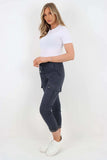 Sky Blue Plus Size Italian Drawstring Waistband Magic Cargo Trouser For Women 20 - Dropwear
