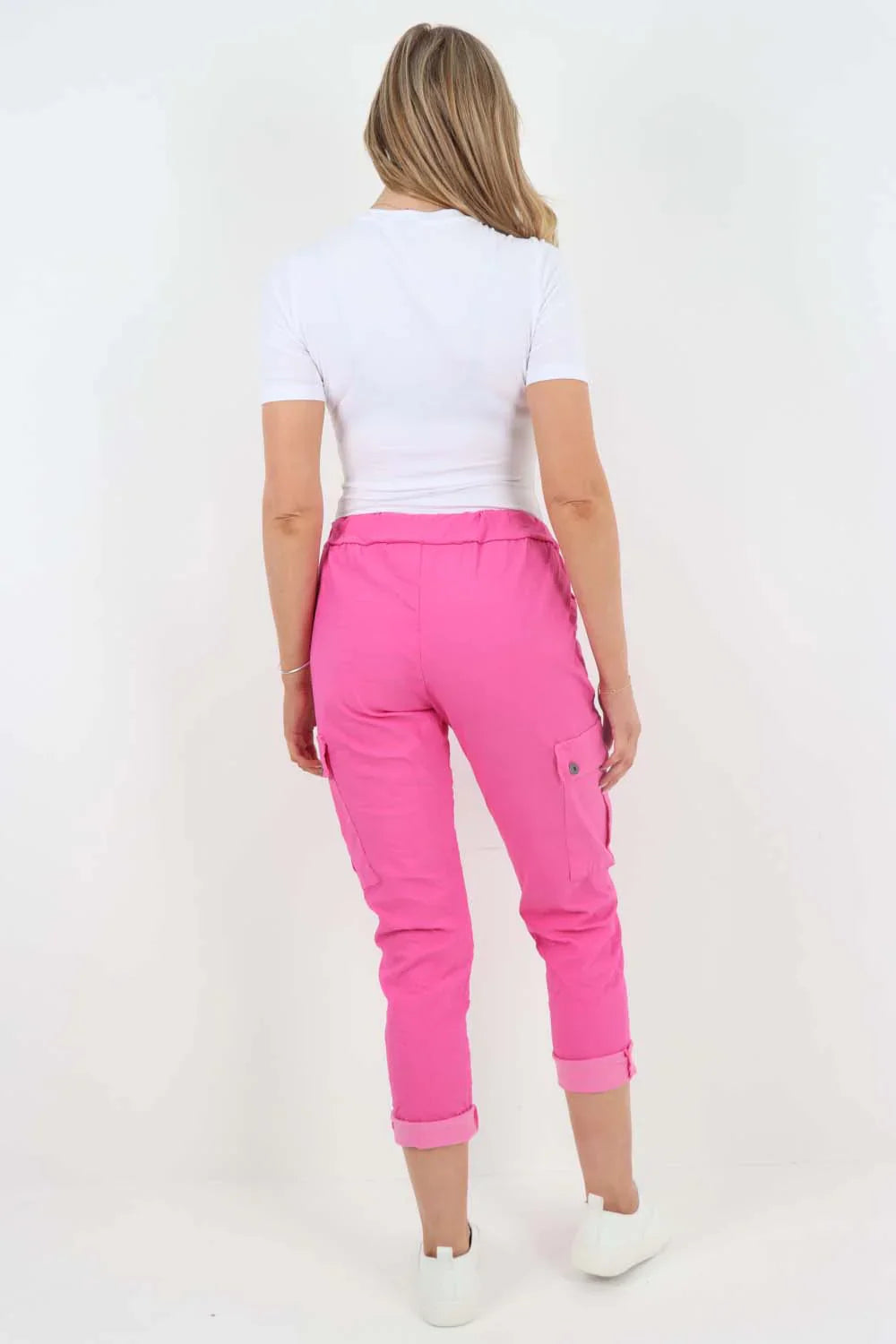 Plus Size Italian Drawstring Waistband Magic Cargo Trouser For Women  - Dropwear
