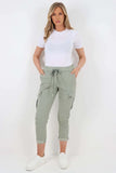 Turq Plus Size Italian Drawstring Waistband Magic Cargo Trouser For Women 18 - Dropwear