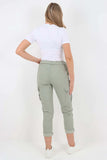 Light Denim Italian Drawstring Waistband Magic Cargo Trouser For Women 10 - Dropwear
