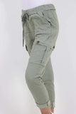 Teal Plus Size Italian Drawstring Waistband Magic Cargo Trouser For Women 18 - Dropwear