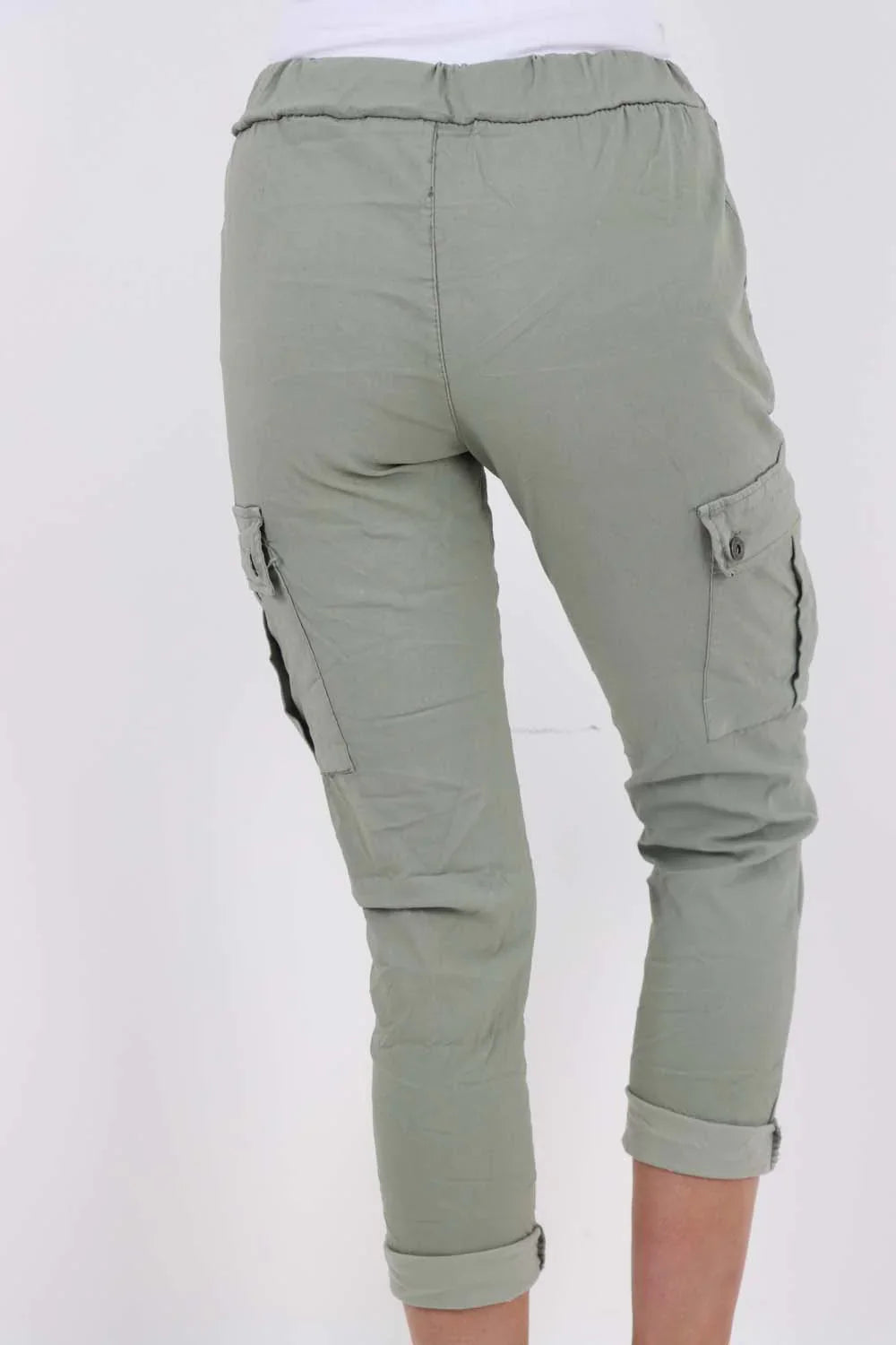 Teal Plus Size Italian Drawstring Waistband Magic Cargo Trouser For Women 16 - Dropwear