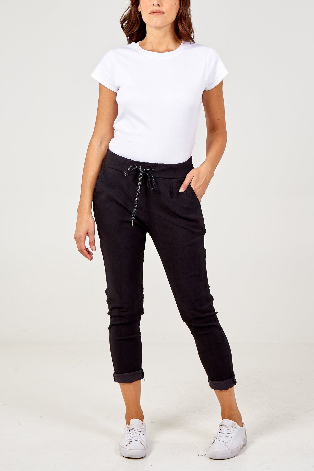Magic Plain Super Stretch Crushed Trousers For Women  - Dropwear