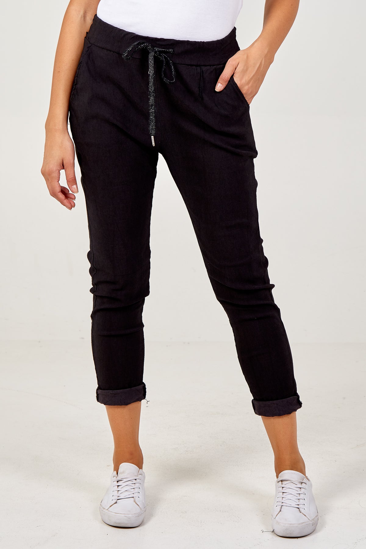 Magic Plain Super Stretch Crushed Trousers For Women  - Dropwear