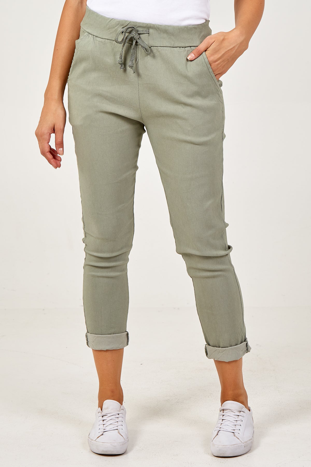 Blue Magic Plain Super Stretch Crushed Trousers For Women ONE SIZE - Dropwear