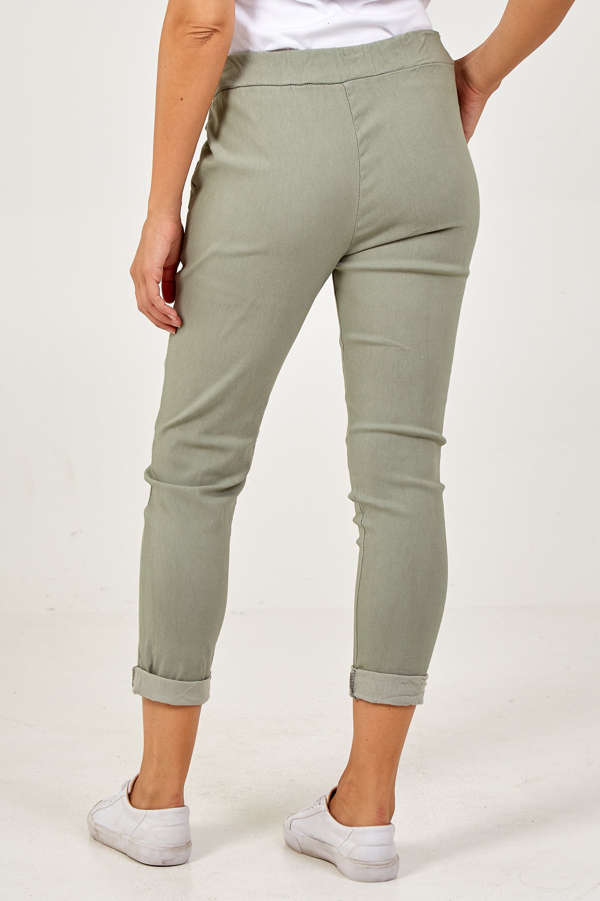 Mocha Magic Plain Super Stretch Crushed Trousers For Women ONE SIZE - Dropwear