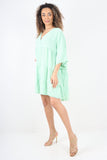 Italian Deep V - Neck Tiered Short Sleeve Smock Dress For Women  - Dropwear
