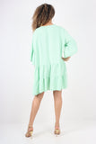 Italian Deep V - Neck Tiered Short Sleeve Smock Dress For Women  - Dropwear