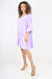 Italian Deep V - Neck Tiered Short Sleeve Smock Dress For Women  - Dropwear