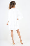 Italian Deep V - Neck Tiered Short Sleeve Smock Dress For Women  - Dropwear