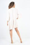 Pink Italian Deep V - Neck Tiered Short Sleeve Smock Dress For Women ONE SIZE TO FIT UK 8-20 - Dropwear