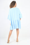 Khaki Italian Deep V - Neck Tiered Short Sleeve Smock Dress For Women ONE SIZE TO FIT UK 8-20 - Dropwear