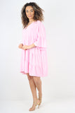 Italian Deep V - Neck Tiered Short Sleeve Smock Dress For Women  - Dropwear