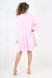 Italian Deep V - Neck Tiered Short Sleeve Smock Dress For Women  - Dropwear