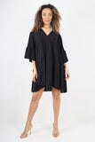 Italian Deep V - Neck Tiered Short Sleeve Smock Dress For Women  - Dropwear