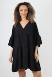 Turquoise Italian Deep V - Neck Tiered Short Sleeve Smock Dress For Women ONE SIZE TO FIT UK 8-20 - Dropwear