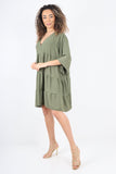 Italian Deep V - Neck Tiered Short Sleeve Smock Dress For Women  - Dropwear