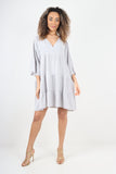 Italian Deep V - Neck Tiered Short Sleeve Smock Dress For Women  - Dropwear