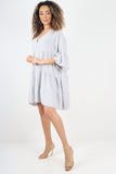 Italian Deep V - Neck Tiered Short Sleeve Smock Dress For Women  - Dropwear
